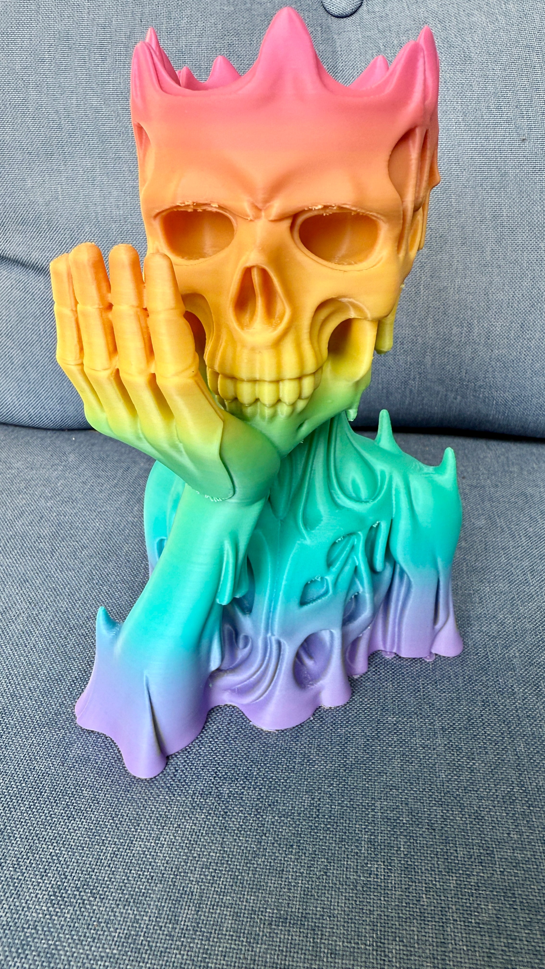 Rainbow Skull Pencil Holder
