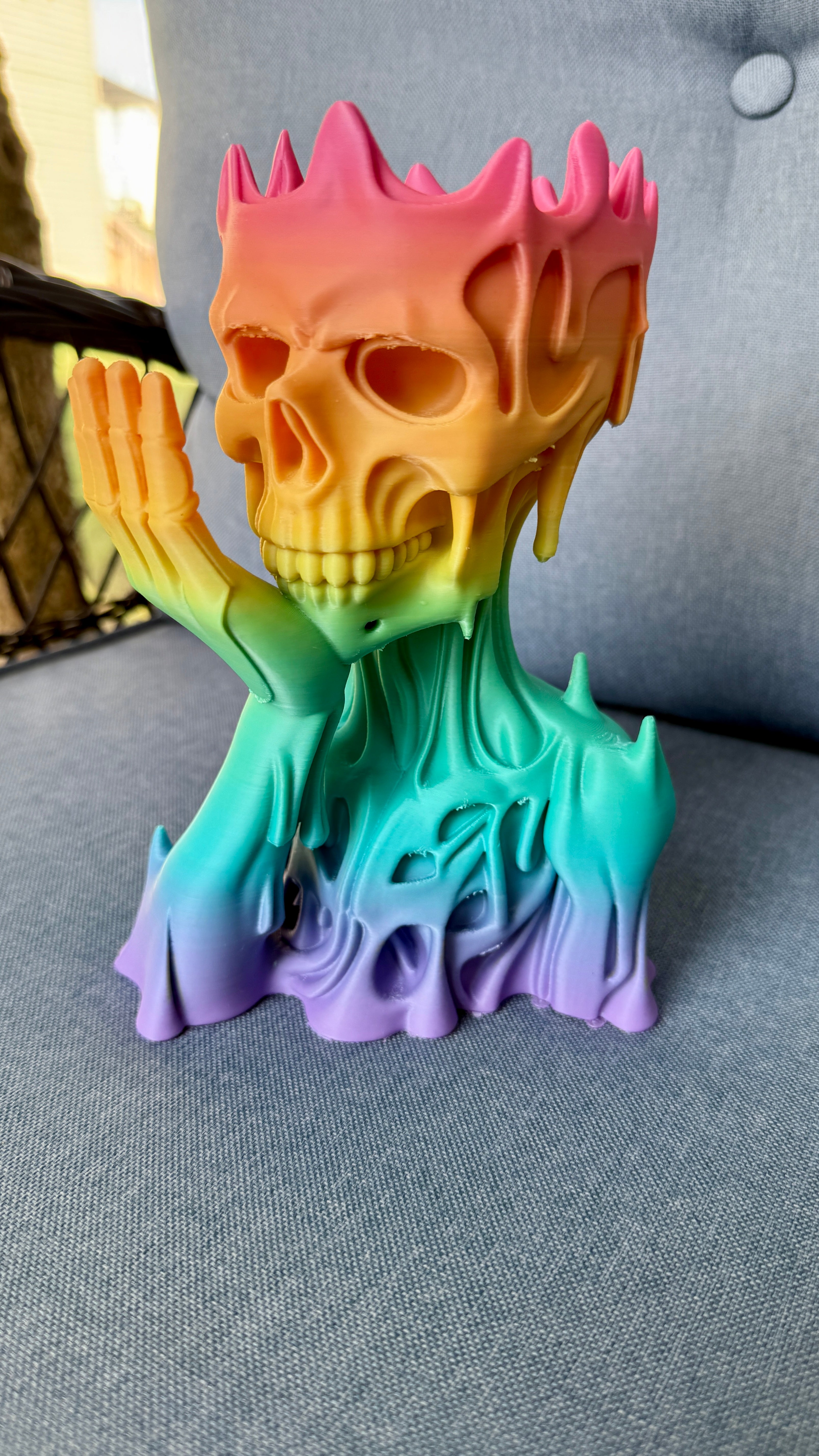 Rainbow Skull Pencil Holder